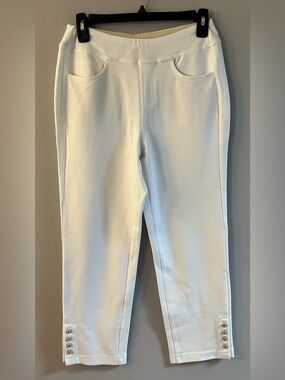 Belle by Kim Gravel White Straight Leg Ponte Pants